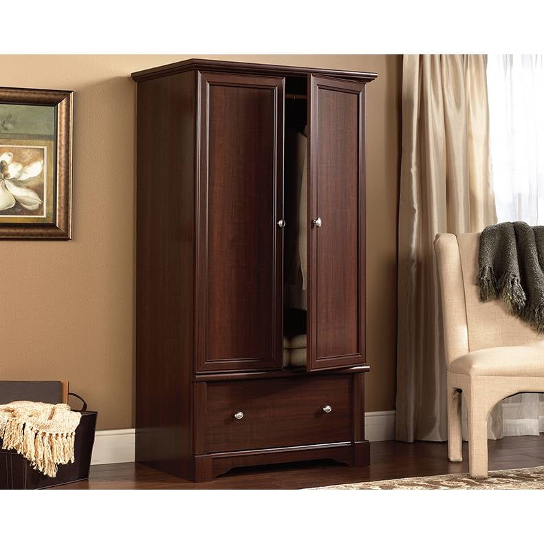 Rustic Cherry Drawer and Garment Rod Wardrobe Armoire-2