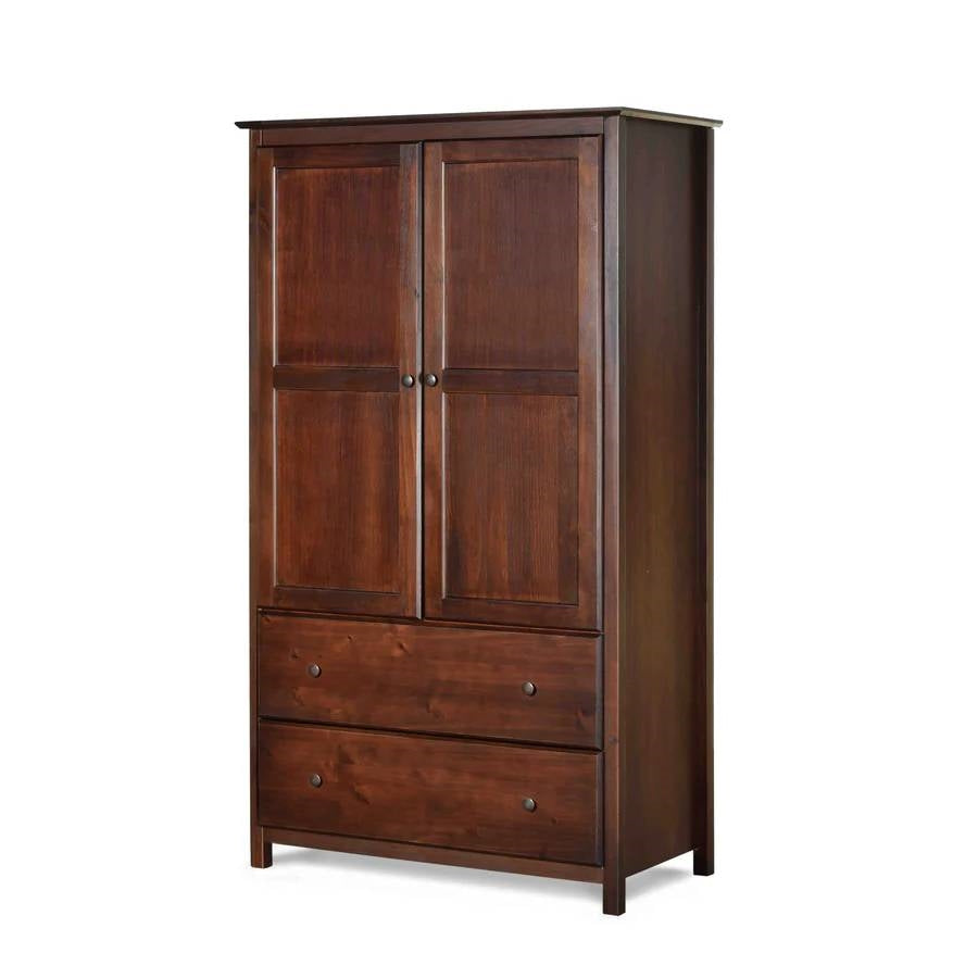 Solid Wood Bedroom Armoire Wardrobe Cabinet with Hanging Bar in Cherry Finish-3