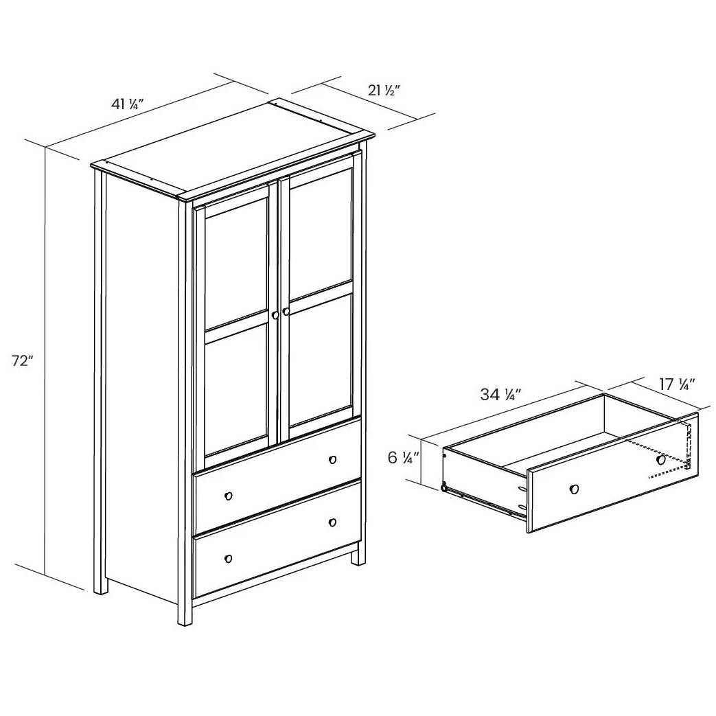 Solid Wood Bedroom Armoire Wardrobe Cabinet with Hanging Bar in Cherry Finish-4