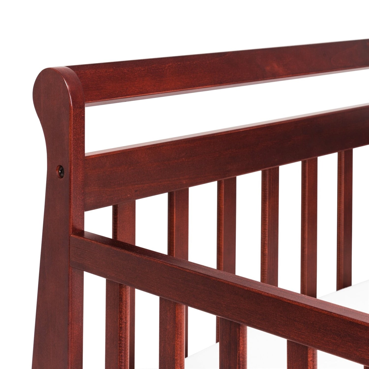 Cherry Modern Slatted Guard Rails Toddler Sleigh Bed-3