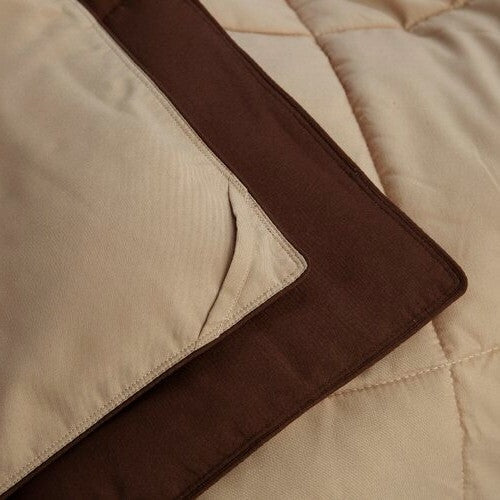 Twin/Twin XL Traditional Microfiber Reversible 3 Piece Comforter Set in Brown-3