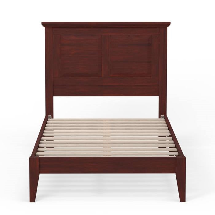 Twin Traditional Solid Oak Wooden Platform Bed Frame with Headboard in Cherry-1