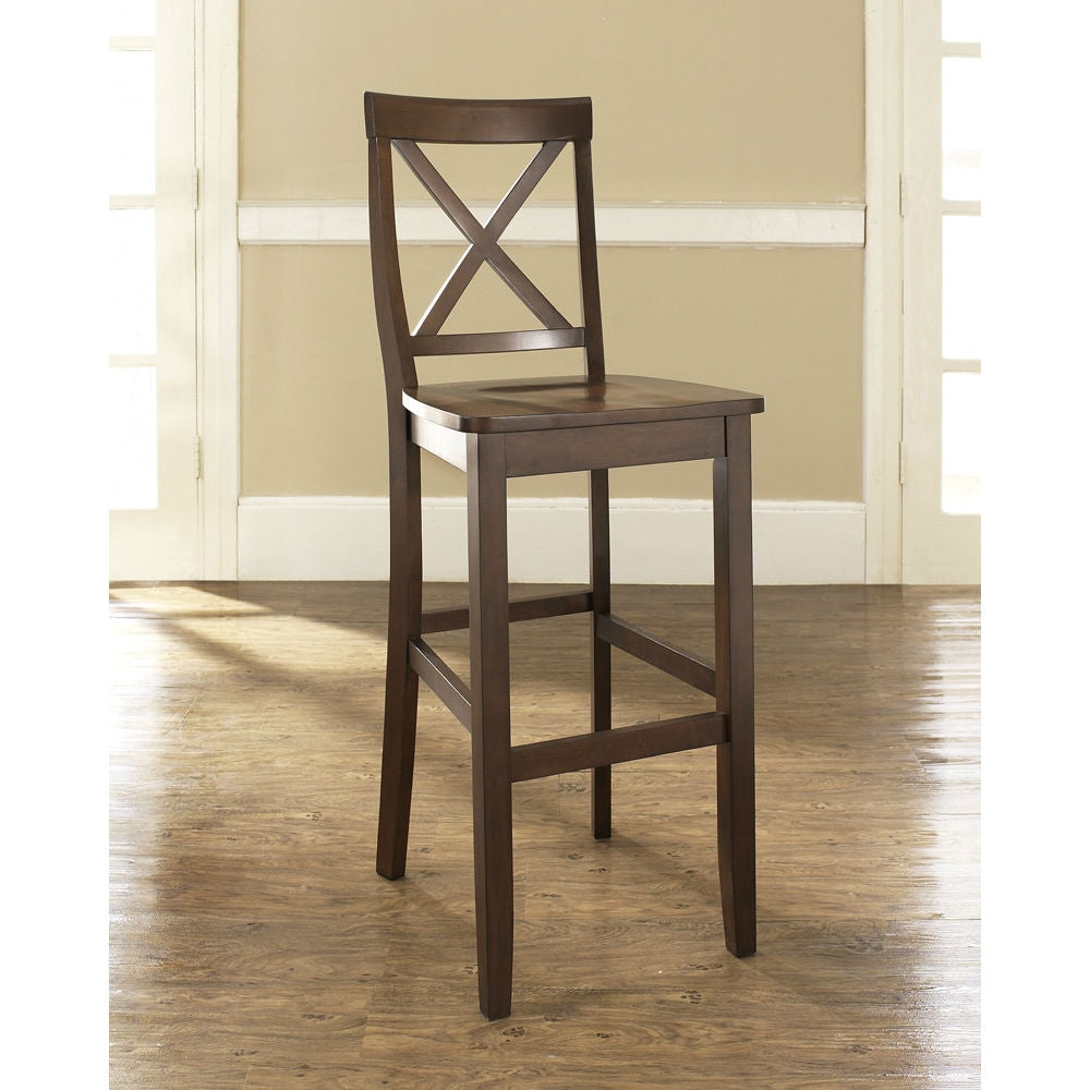 Set of 2 - X-Back 30-inch Solid Wood Barstool in Mahogany Finish-0