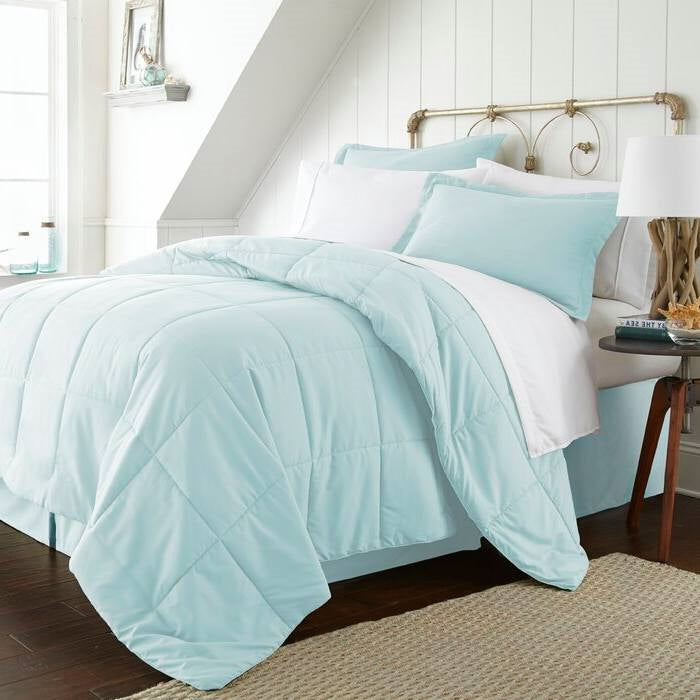 CAL King Microfiber 6-Piece Reversible Bed-in-a-Bag Comforter Set in Aqua Blue-1