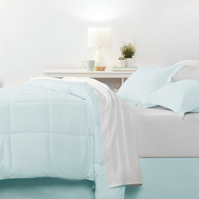 CAL King Microfiber 6-Piece Reversible Bed-in-a-Bag Comforter Set in Aqua Blue-3