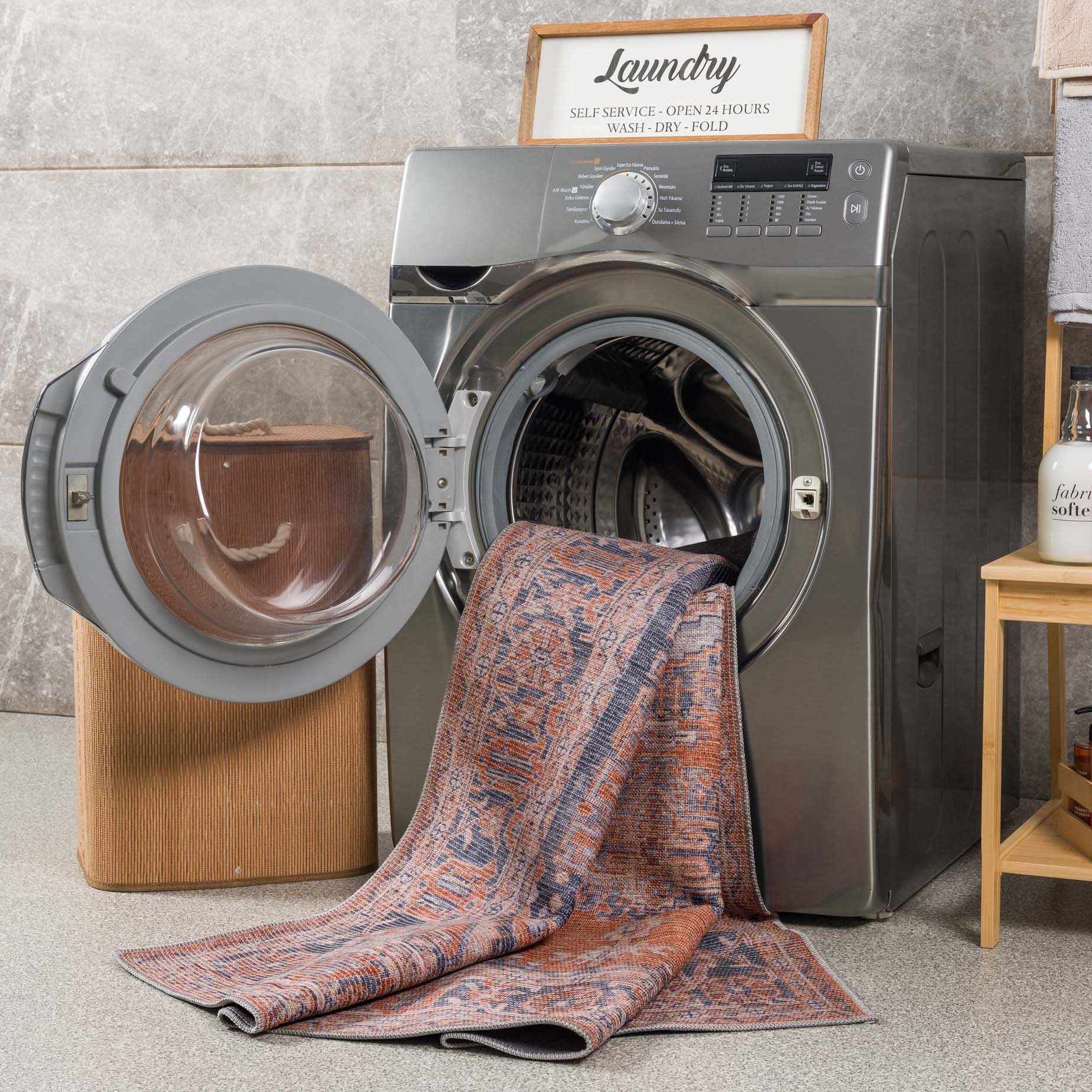 Burnt Orange Taber Medallion Washable Area Rug