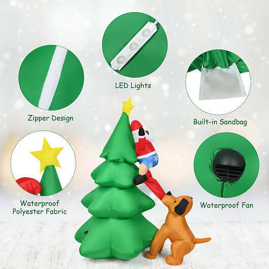 6.5 Feet Outdoor Inflatable Christmas Tree Santa Decor with LED Lights-2
