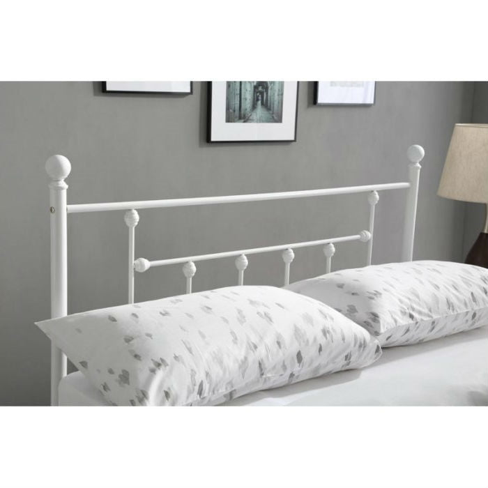 Full size White Classic Metal Platform Bed Frame with Headboard and Footboard-2