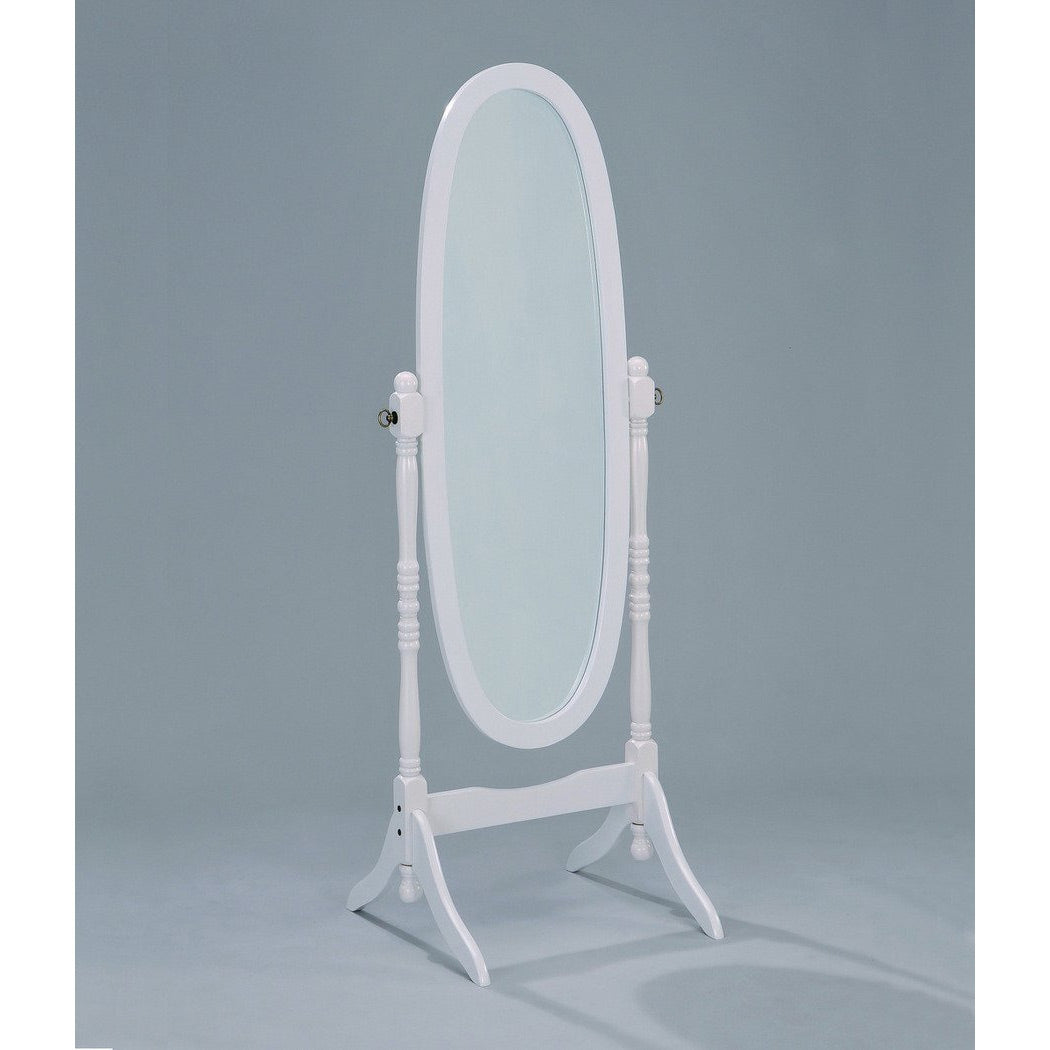 Oval Cheval Floor Mirror in White Finish-0