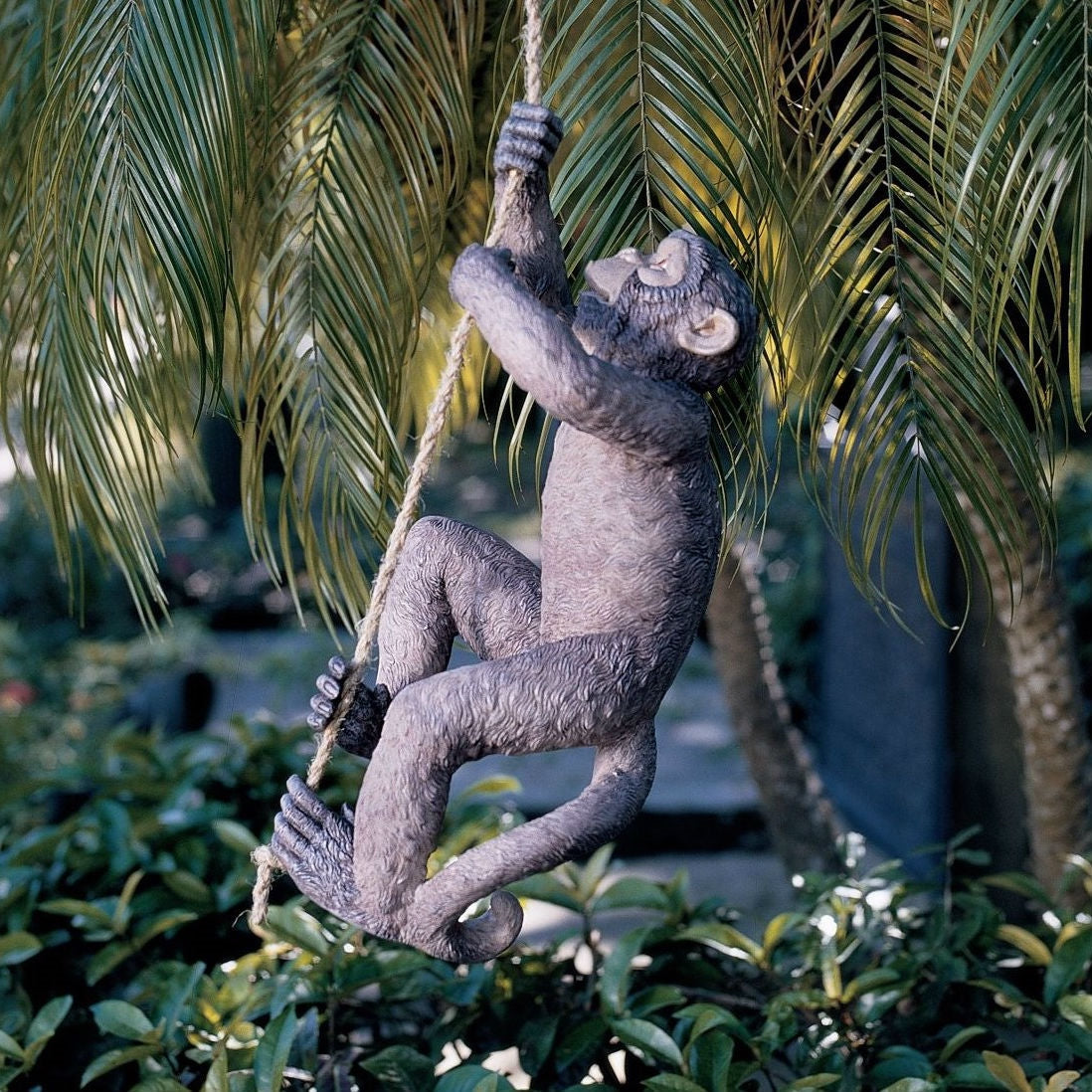 Outdoor Monkey Garden Statue Climbing Hemp Rope-0