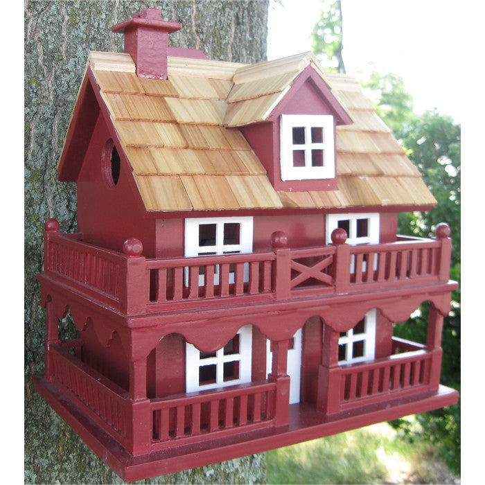 Red Wood Birdhouse - Made of Kiln Dried Hardwood-0