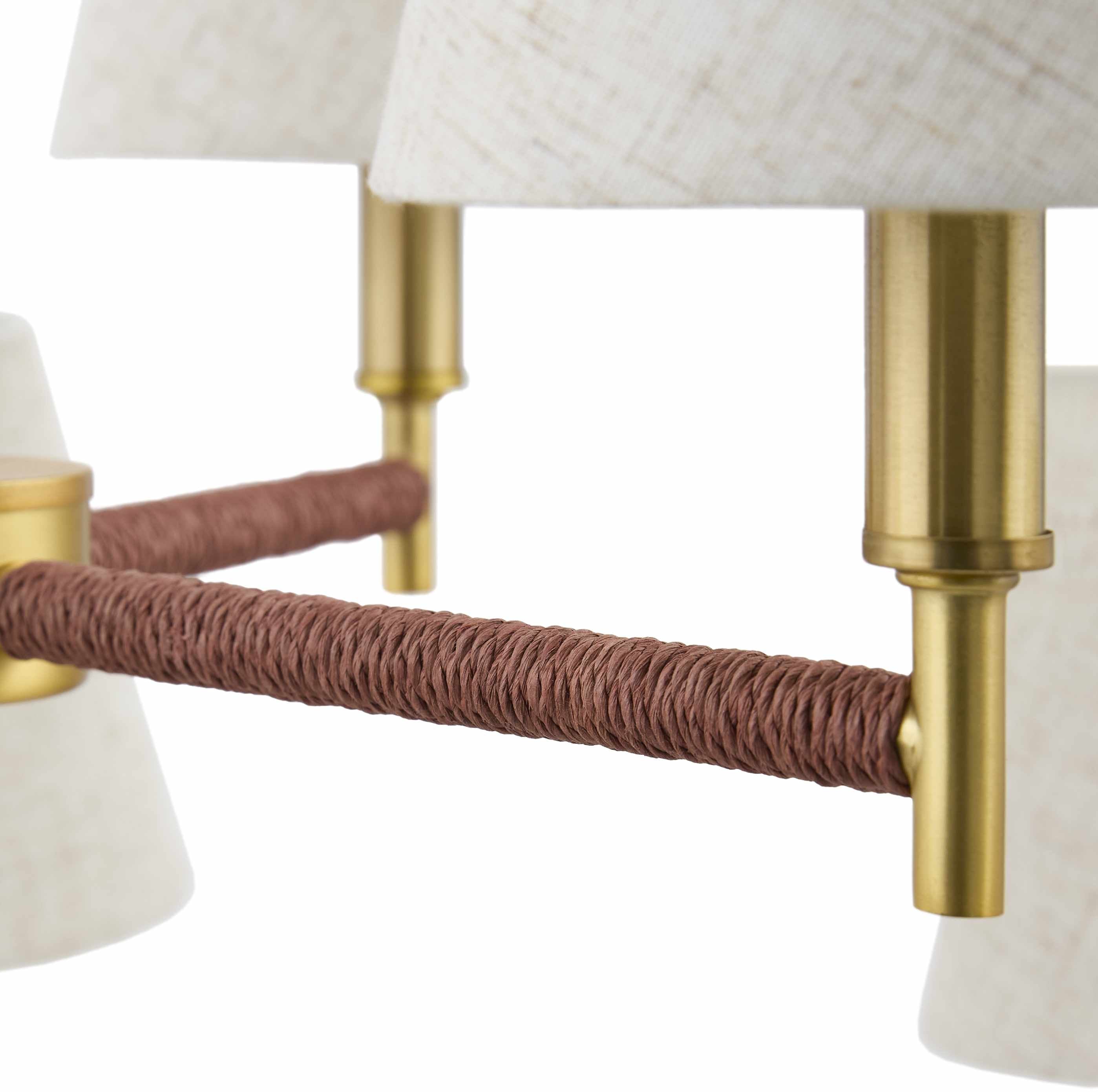 Beige Modern Chandelier with linen details for dining or living rooms-1