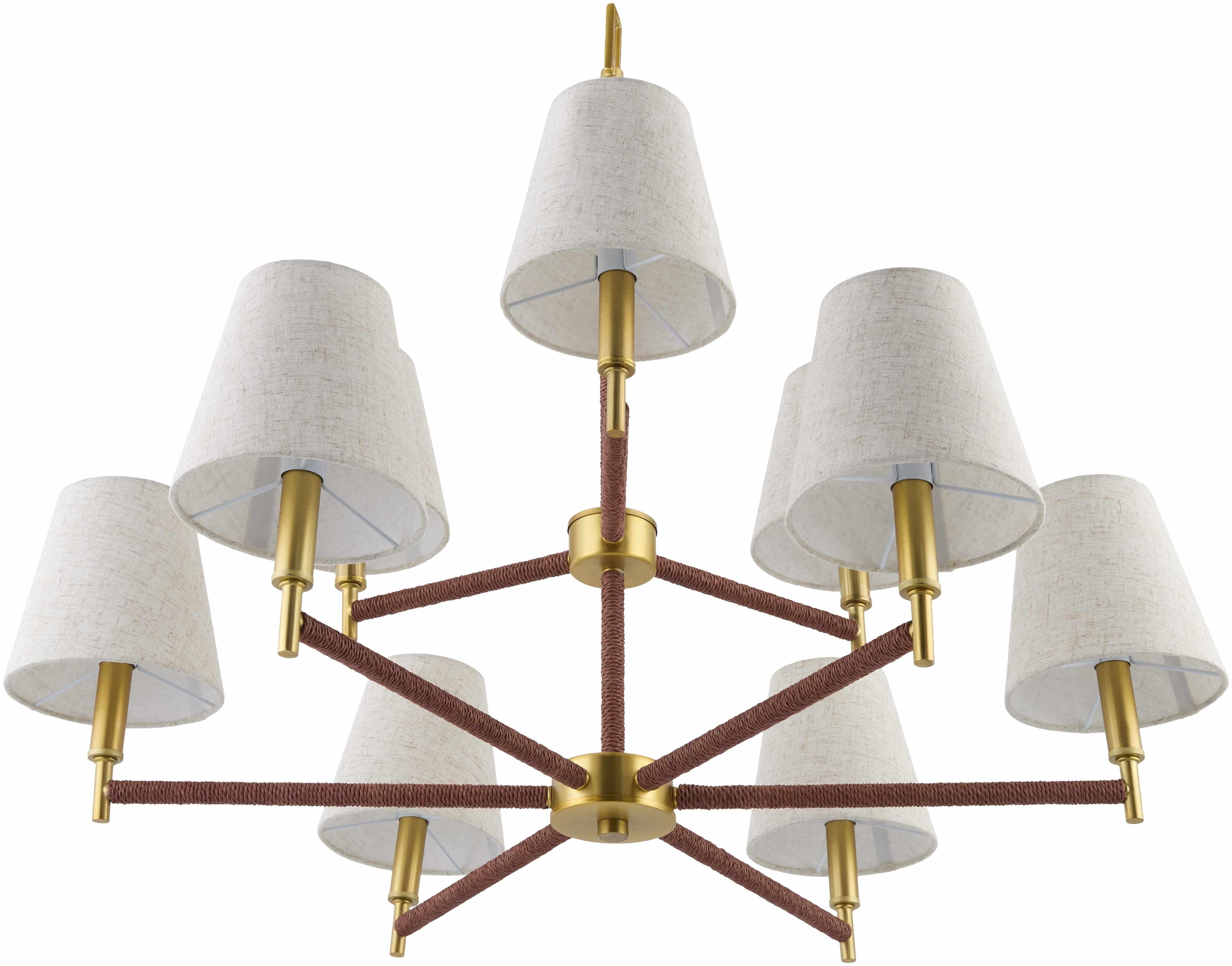 Beige Modern Chandelier with linen details for dining or living rooms-3