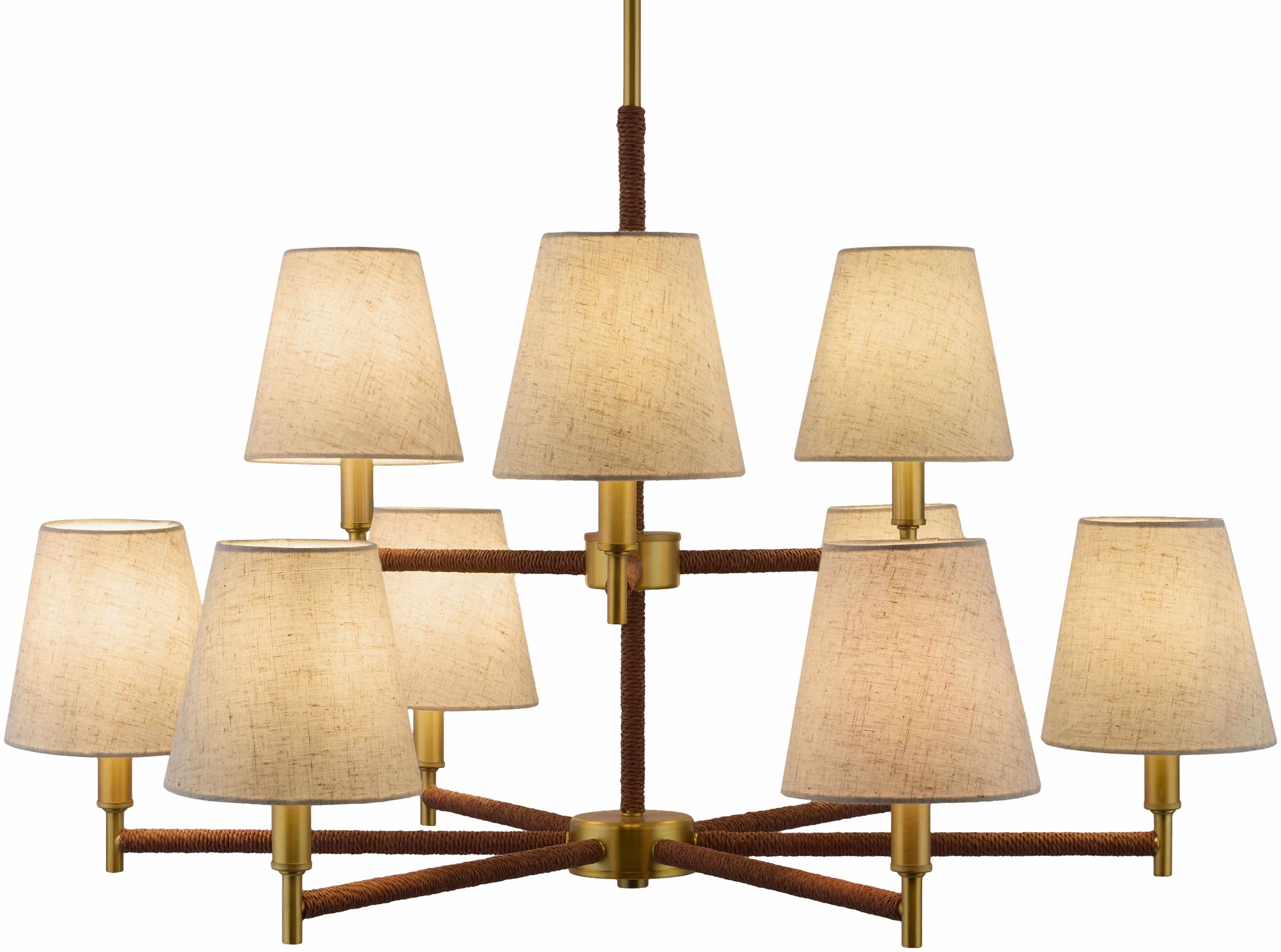 Beige Modern Chandelier with linen details for dining or living rooms-2