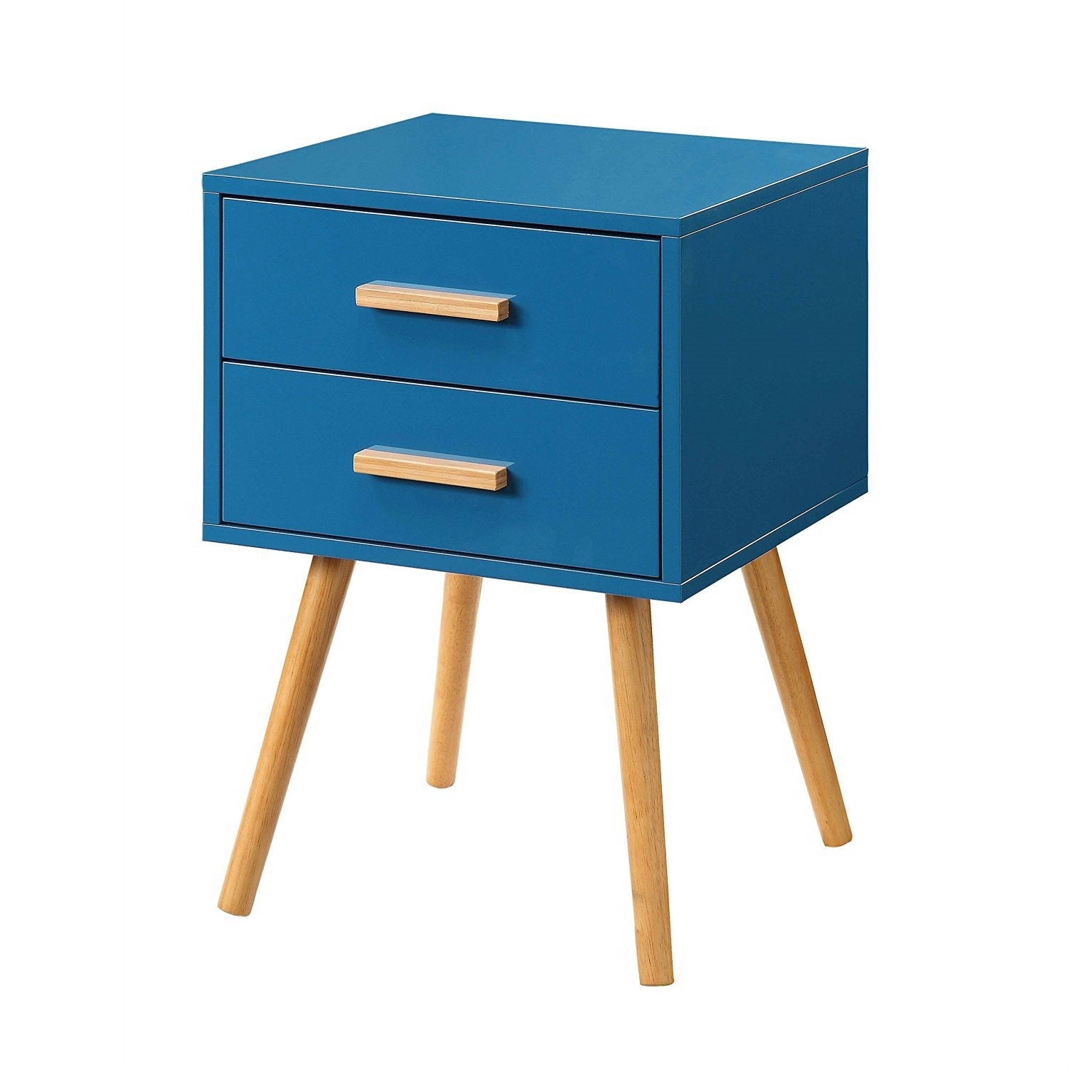 Modern Classic Mid-Century Style End Table Nightstand in Blue Finish-2