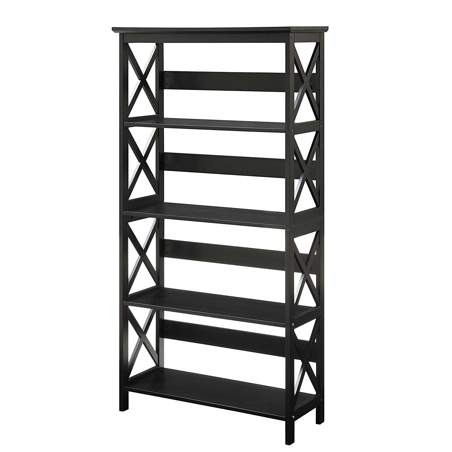 Glossy Black 5-Shelf Bookcase-1