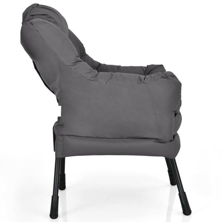 Upholstered Modern Cushioned Accent Chair with Side Pocket in Grey-1