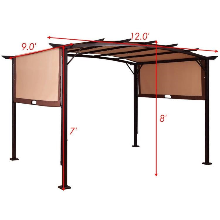 12 ft x 9 ft Steel Outdoor Pergola Gazebo Canopy Sun Shelter-4