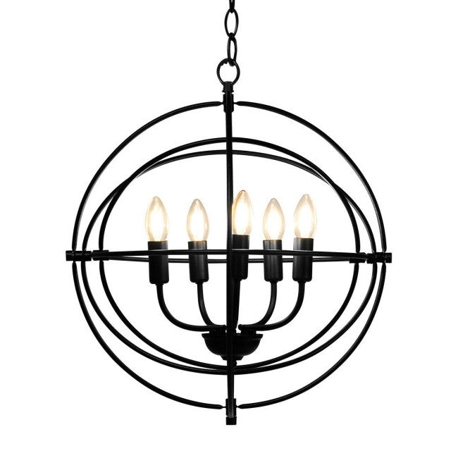 5 Light Brass Rustic Industrial Rotating Metal Chandelier-0