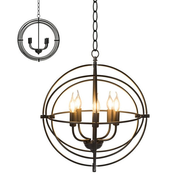 5 Light Brass Rustic Industrial Rotating Metal Chandelier-2