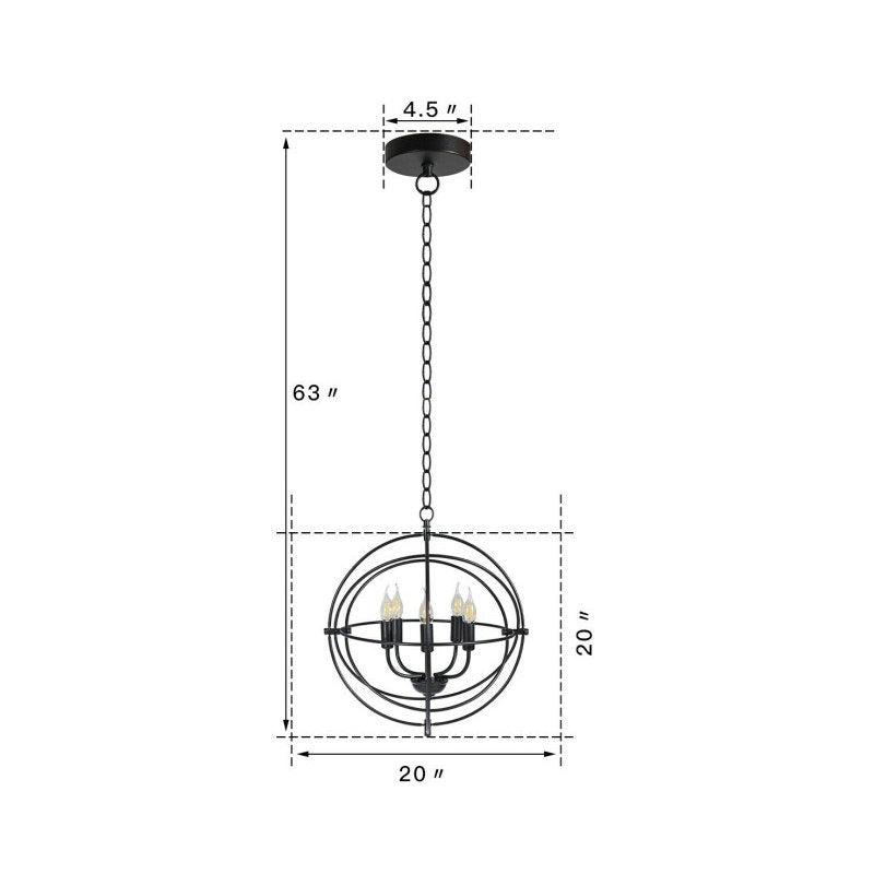 5 Light Brass Rustic Industrial Rotating Metal Chandelier-3