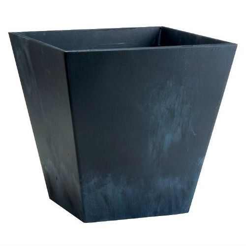 Contemporary 12-inch Square Planter in Black Plastic-0