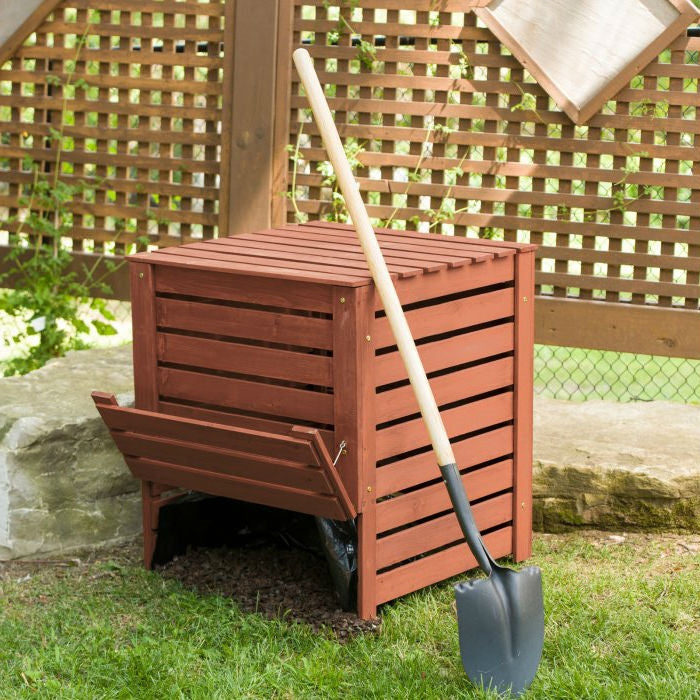 Outdoor 90 Gallon Solid Wood Compost Bin with Brown Finish-2