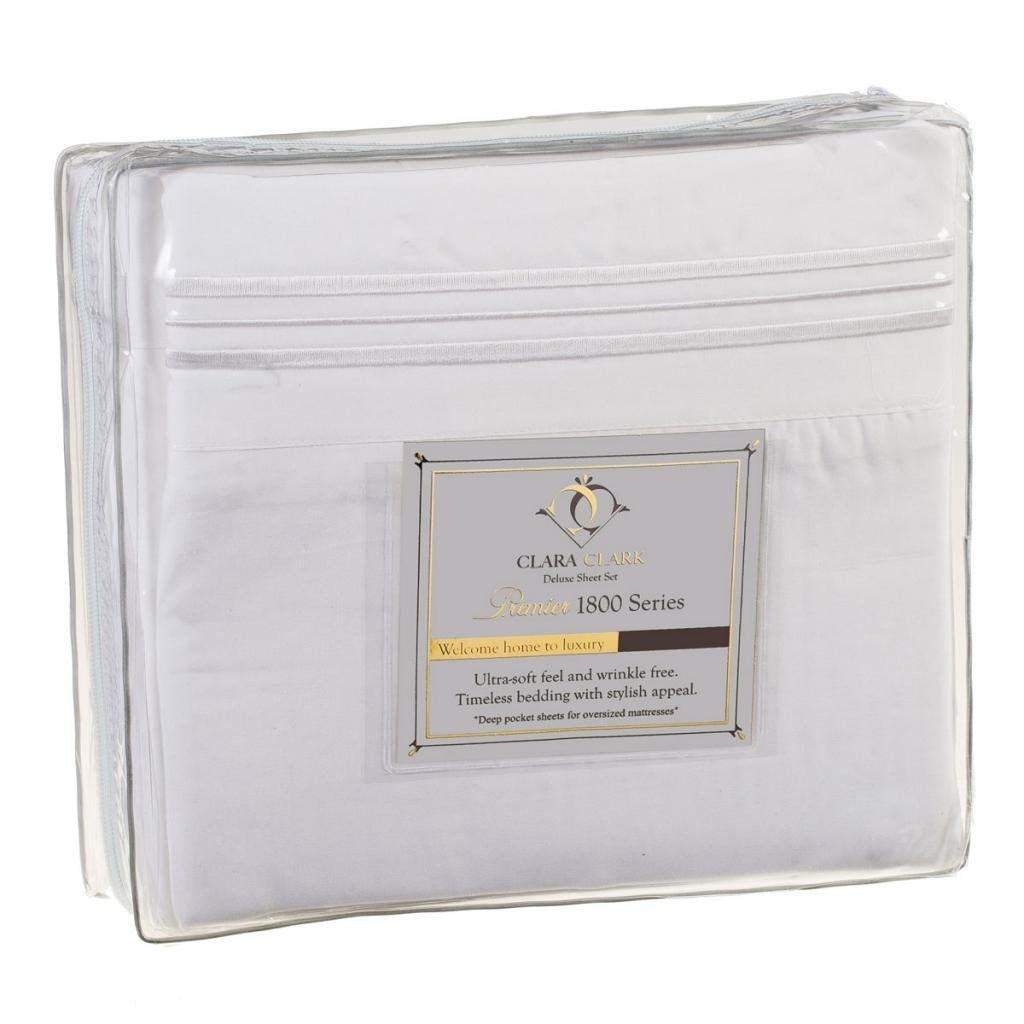 King size 4-piece Silky Soft Microfiber Sheet Set in White-1