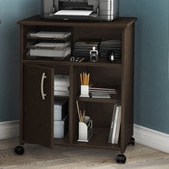 Contemporary Printer Stand Cart with Storage Shelves in Chocolate-1