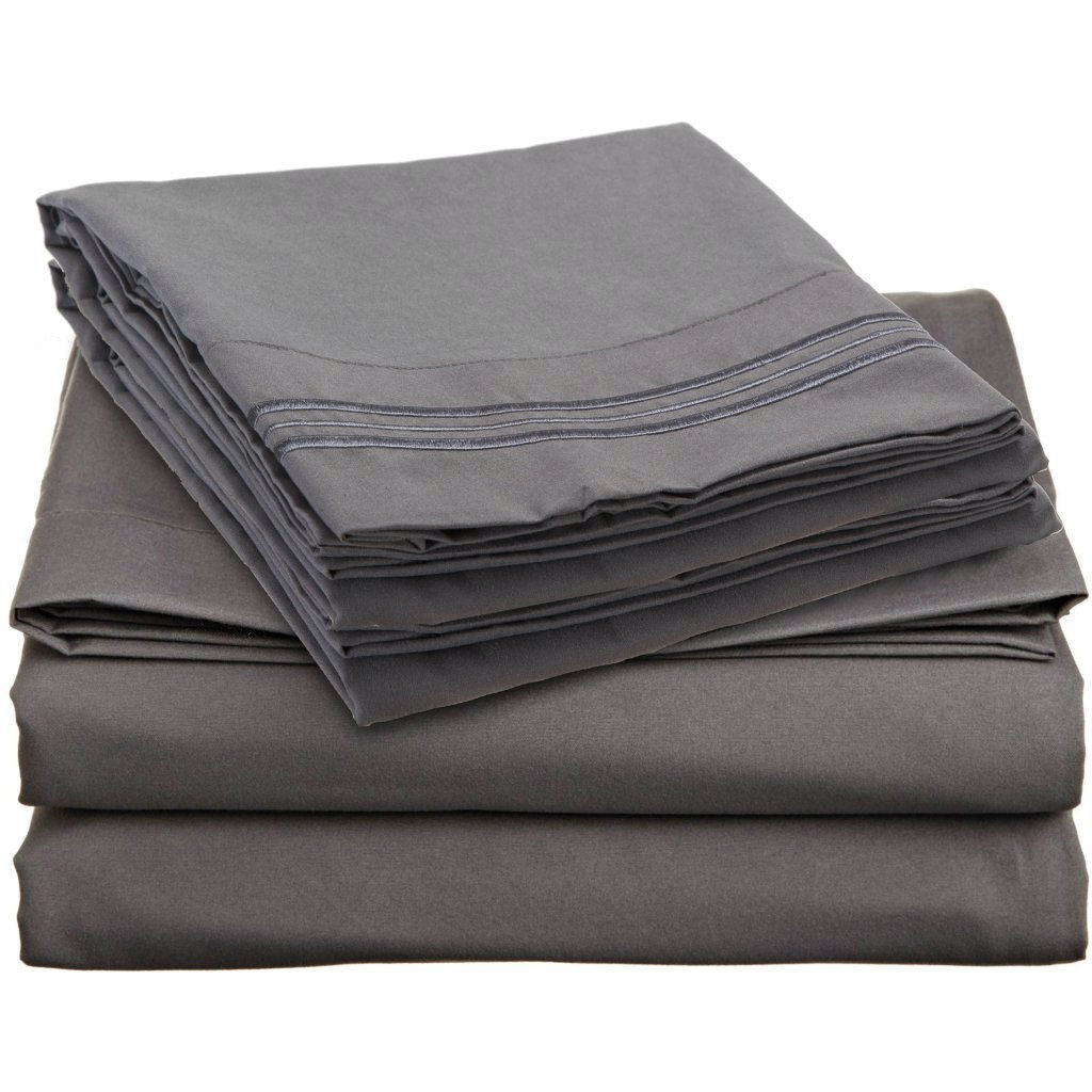 King size Microfiber Sheet Set in Charcoal Stone Gray-0