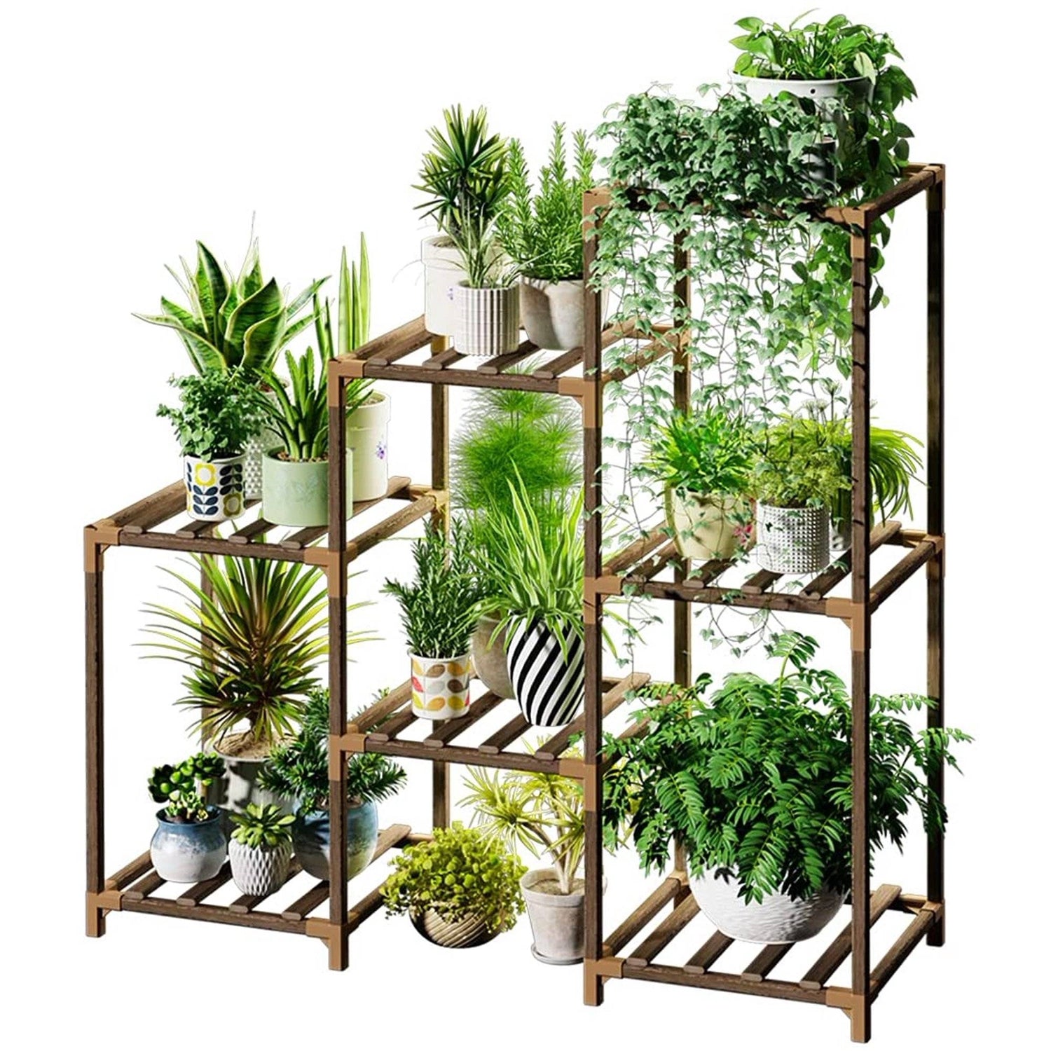 3-Tier Indoor Outdoor Wooden Plant Stand Planter Shelf-0
