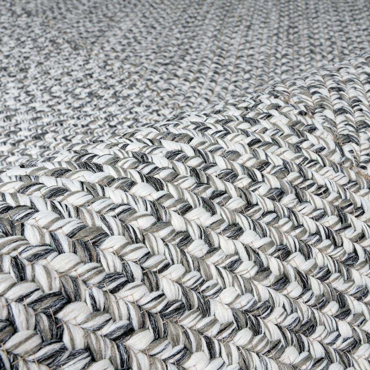 Cream Charcoal Braided Faux Jute Rug - PRHOMZ