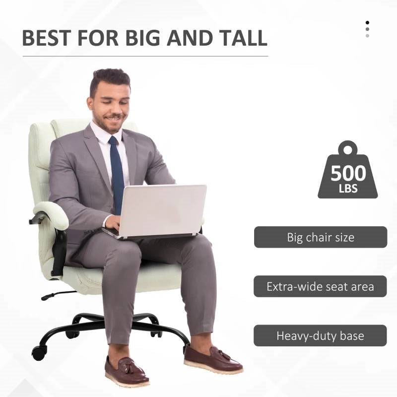 Cream White Big/Tall Adjustable Height Office Chair - 500 lbs. Weight Capacity-2