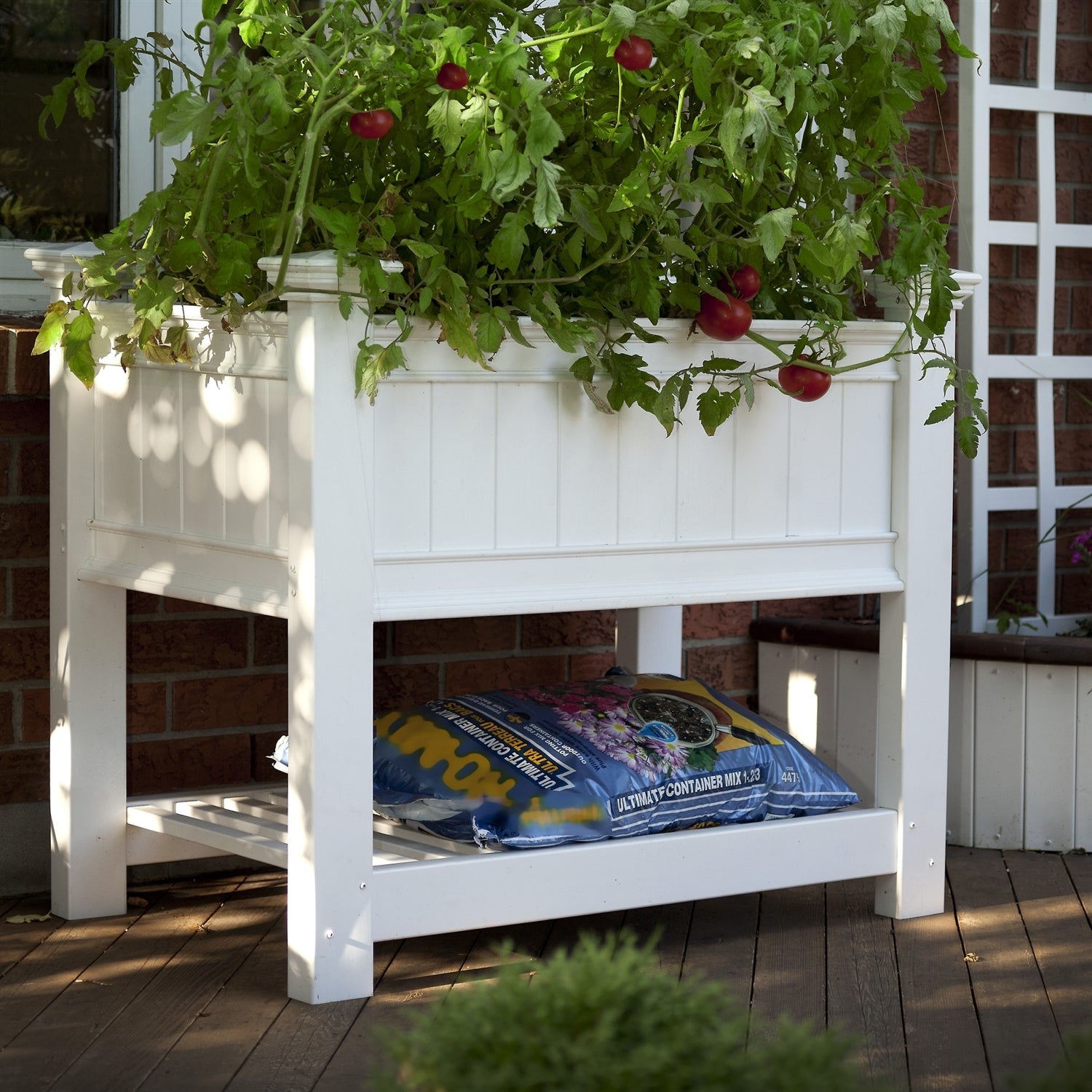 Elevated Planter Raised Grow Bed in White Vinyl-0