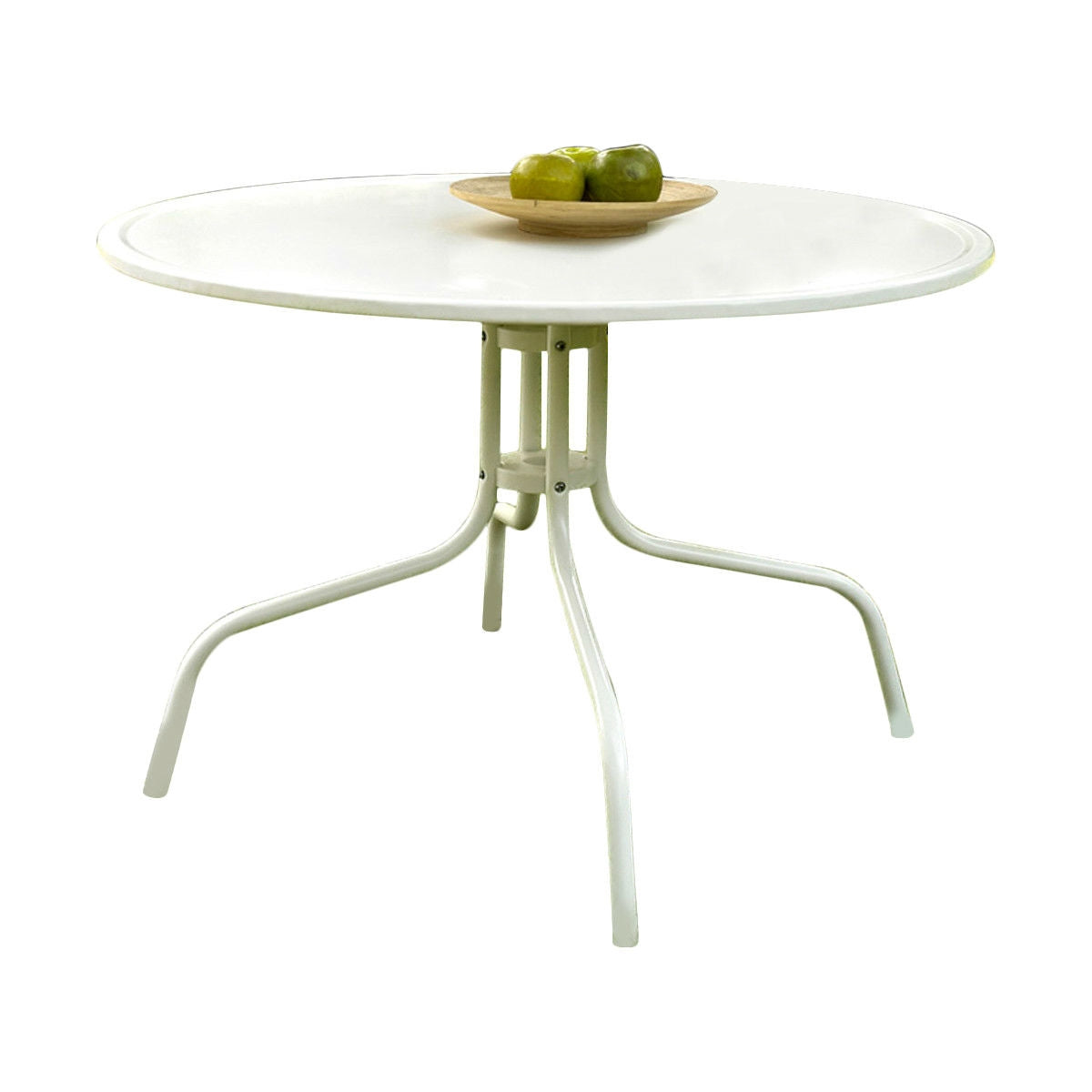 Round Patio Dining Table in White Outdoor UV Resistant Metal-1