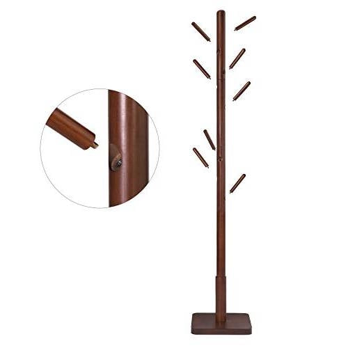 Adjustable Height Mid-Century Modern Style Coat Rack in Walnut Wood Finish-3