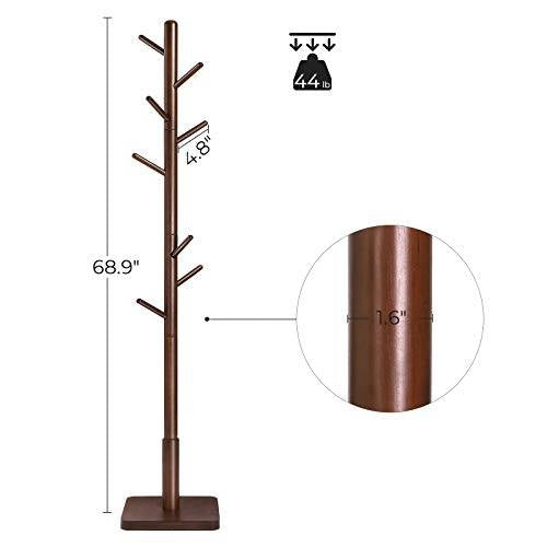 Adjustable Height Mid-Century Modern Style Coat Rack in Walnut Wood Finish-4