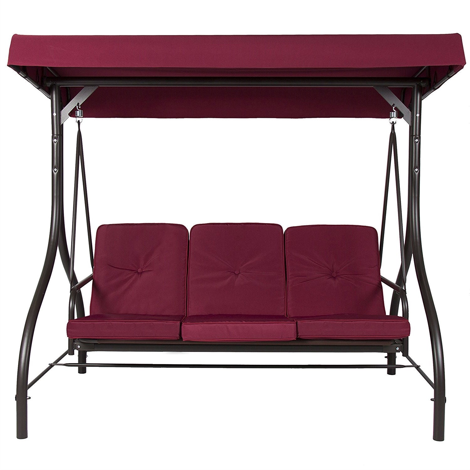 Burgundy Outdoor Patio Deck Porch Canopy Swing with Cushions-0