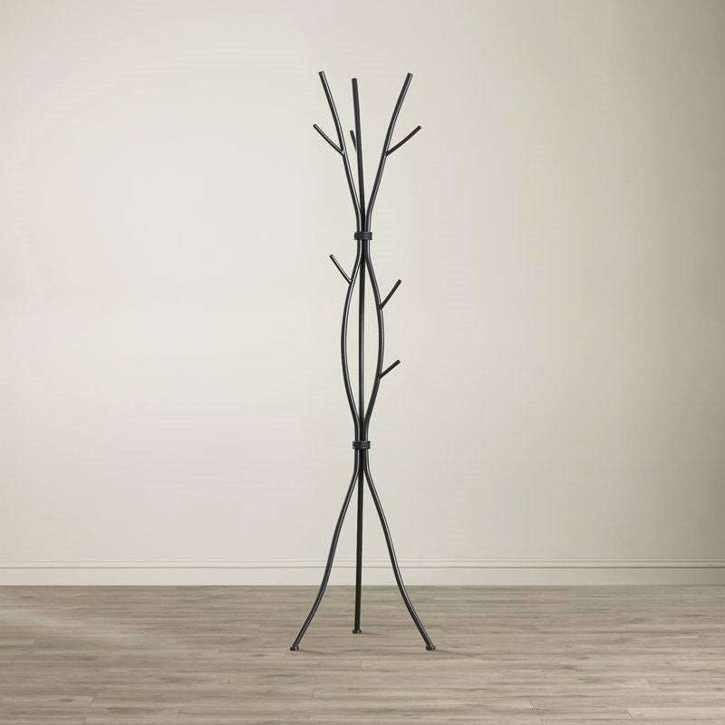 Metal Tree Branch Style Coat Rack with Multiple Hooks in Black-2