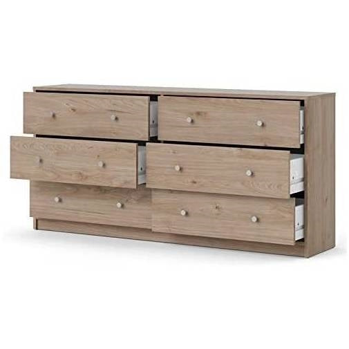 Farmhouse Contemporary 6 Drawer Double Dresser in Oak-2