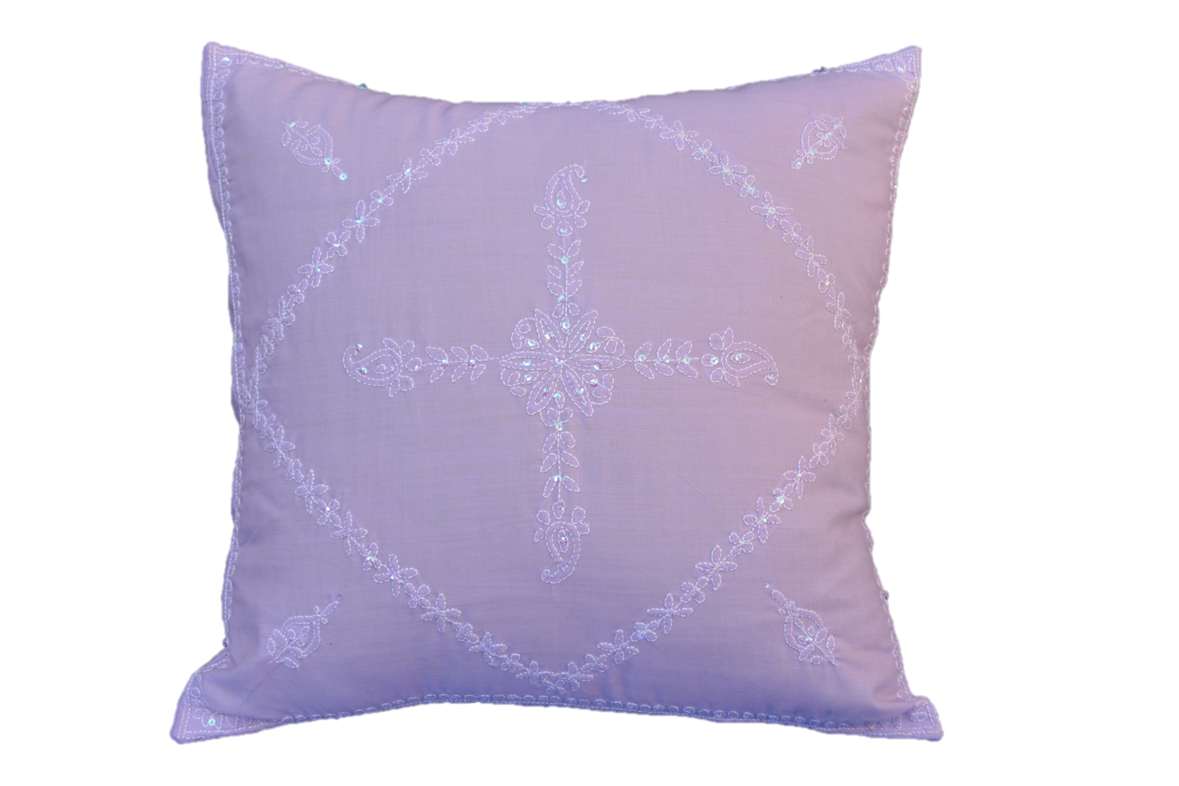 Hand Embroidered Sequins Decorative Lavender  throw Pillow-0