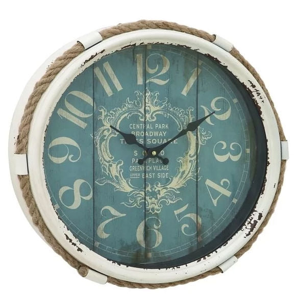 17-inch Nautical Blue Vintage Style Wall Clock-0