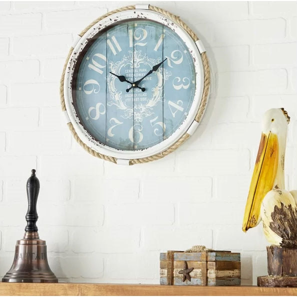 17-inch Nautical Blue Vintage Style Wall Clock-1