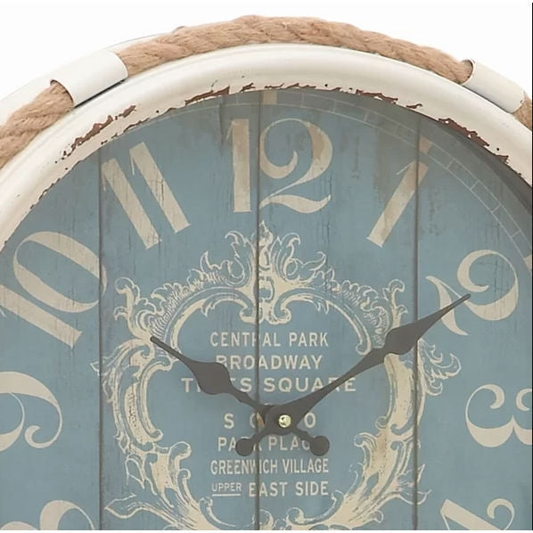 17-inch Nautical Blue Vintage Style Wall Clock-2