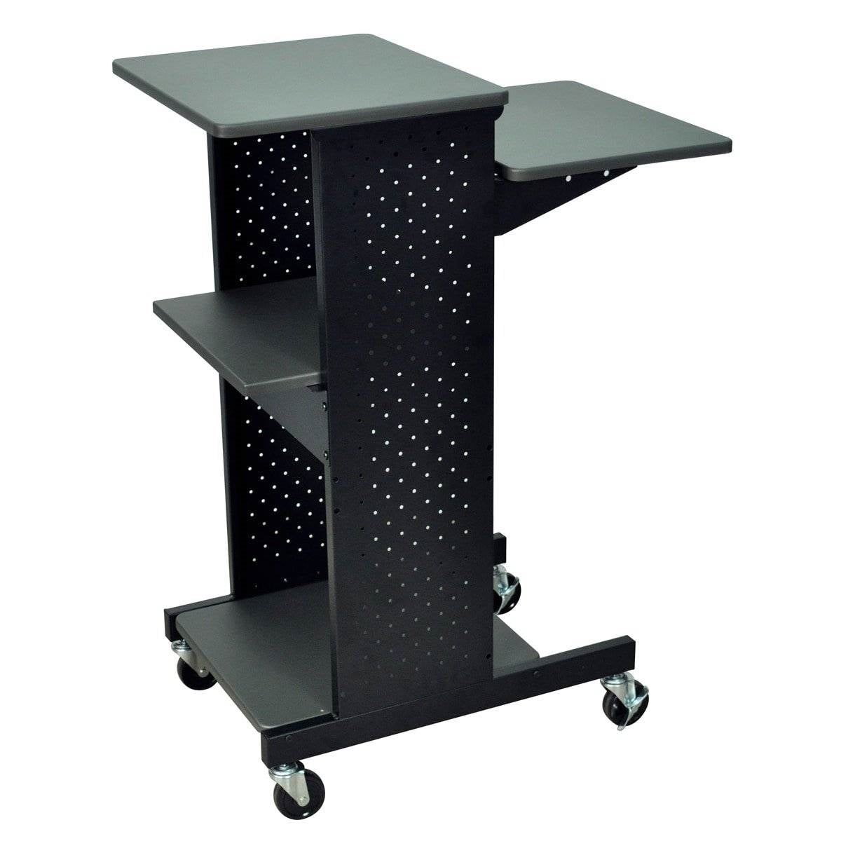 Dark Grey Metal Multifunction Mobile Stand-Up Computer Desk Workstation-2
