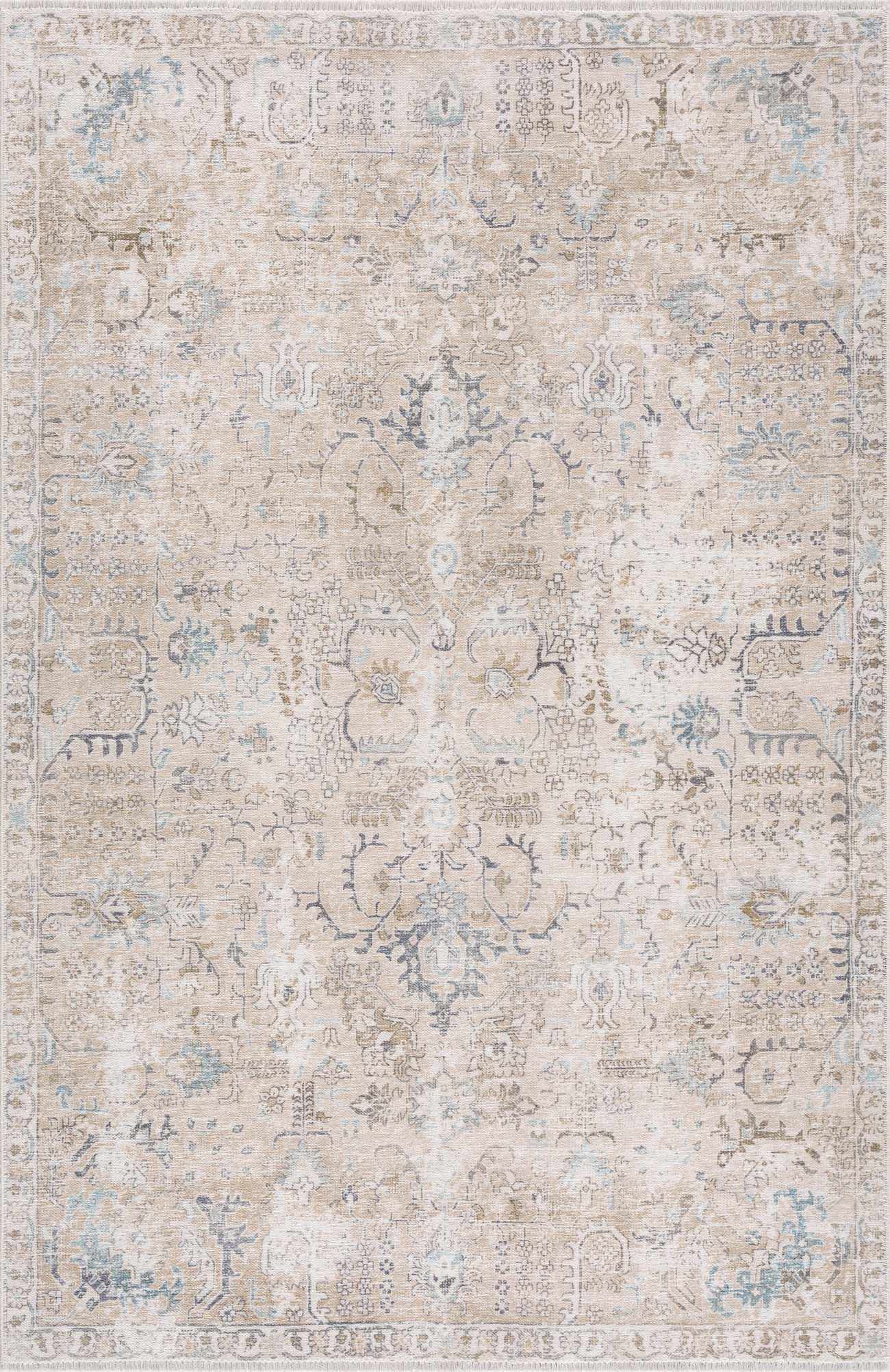 Beige Holi-4600 Washable Area Rug-0