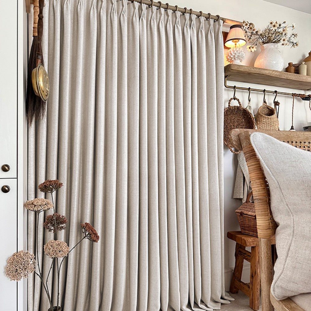 Cameron Soft Linen Blend Crosshatch Textured Curtains