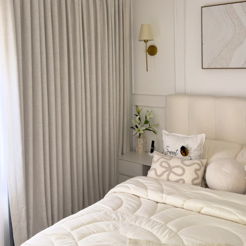 Cameron Soft Linen Blend Crosshatch Textured Curtains