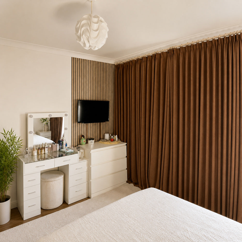 Cameron Soft Linen Blend Crosshatch Textured Curtains