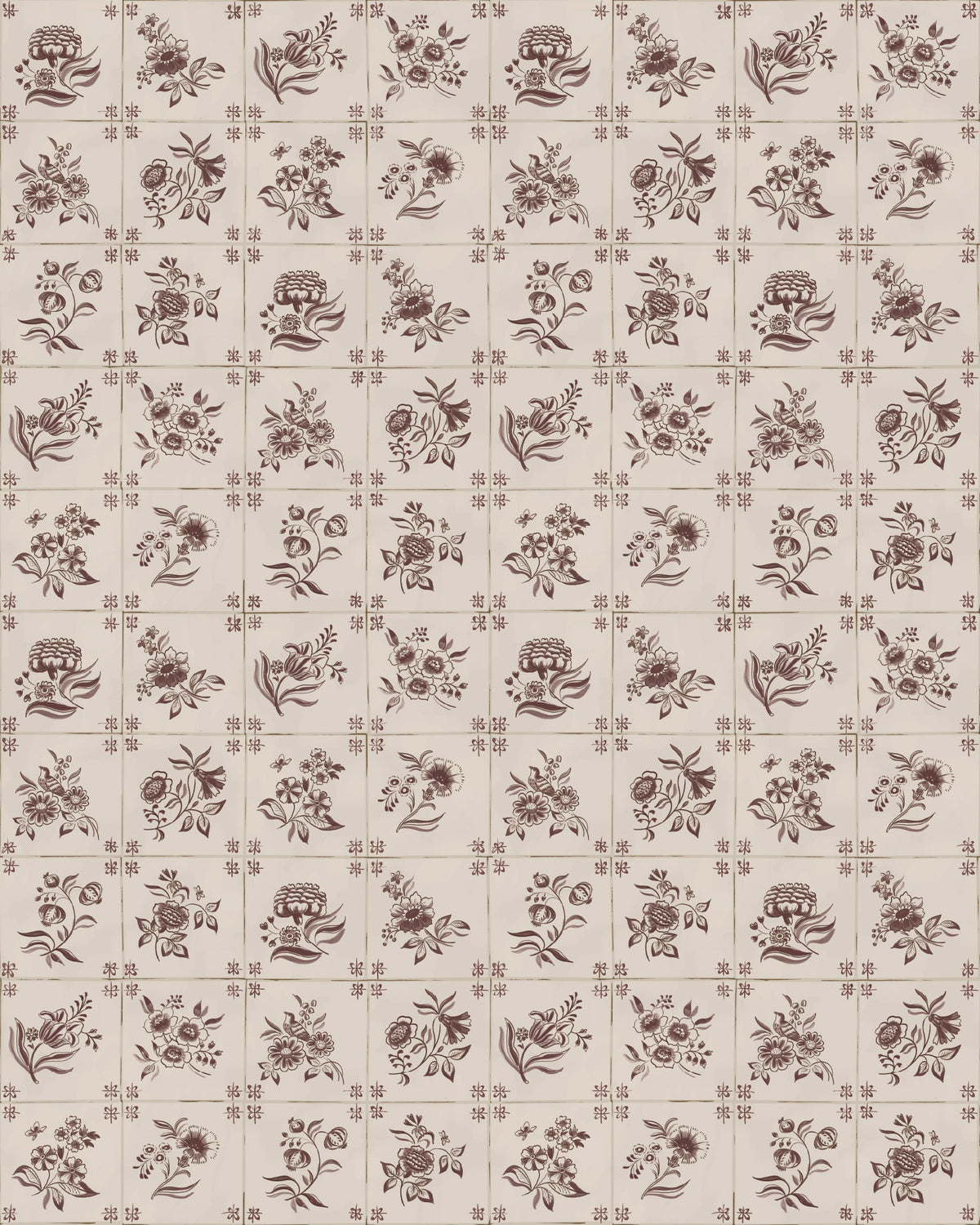 Manganese Delft Wallpaper by H.M.Craig